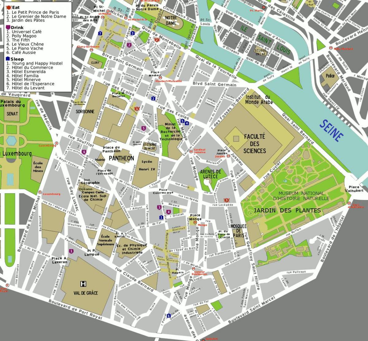carte de la 5ème arrondissement de Paris
