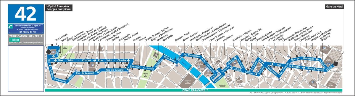 Carte de bus 42 route de Paris