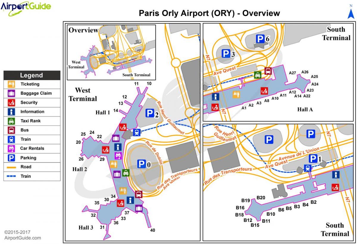 Carte de l'aéroport d'orly