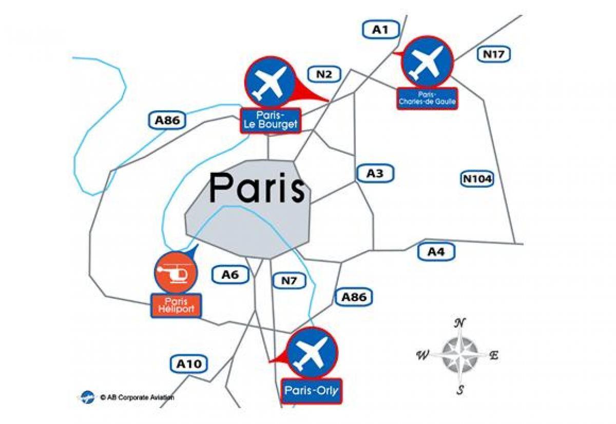L'aéroport international de Paris carte