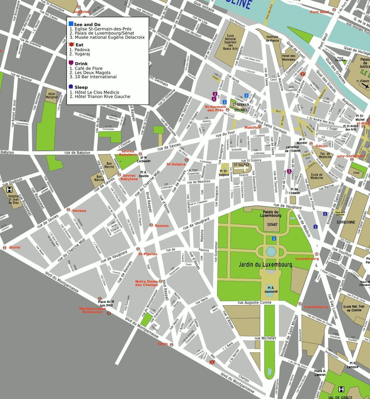 Carte de la 6ème arrondissement de Paris