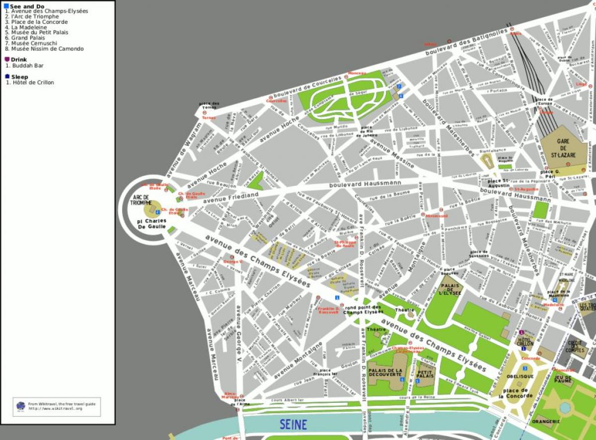 Carte de la 8ème arrondissement de Paris
