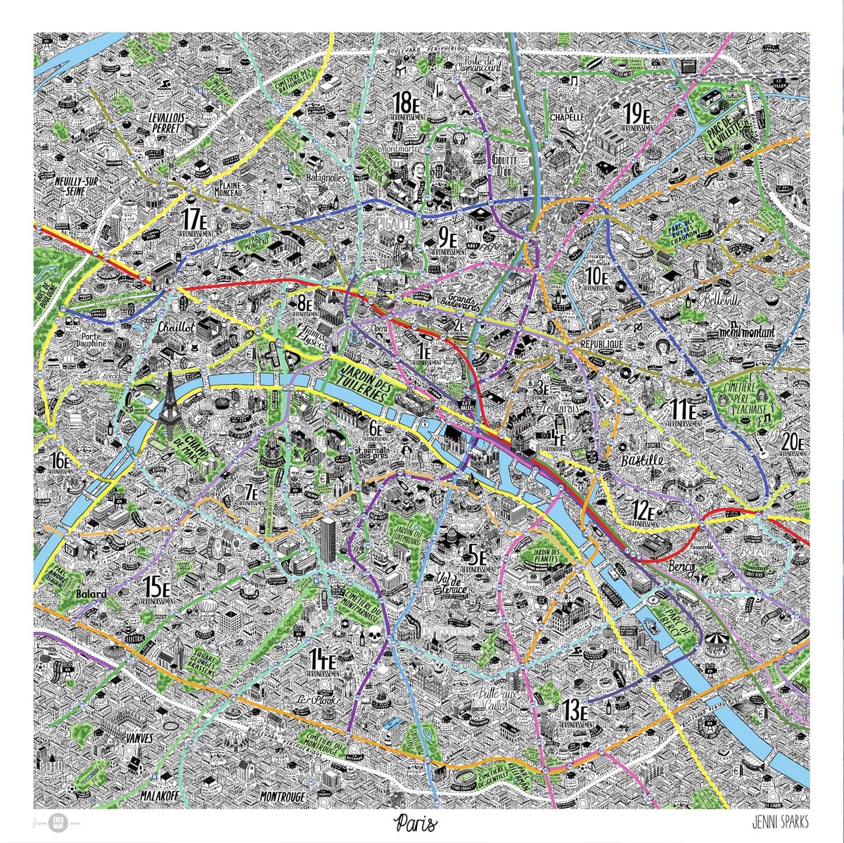 Carte de dessinés à la main à Paris