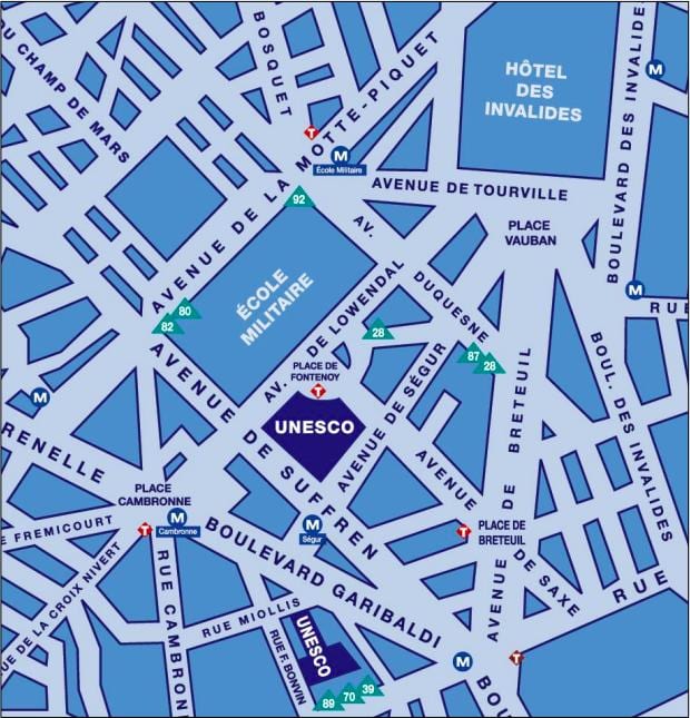 Carte de l'unesco à Paris