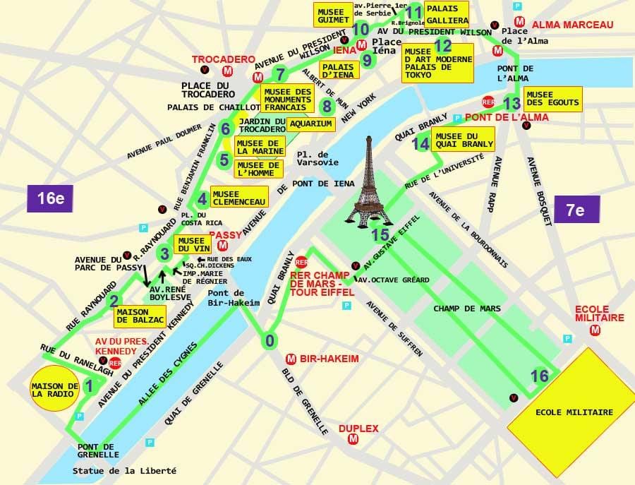 Carte de du trocadéro, à Paris