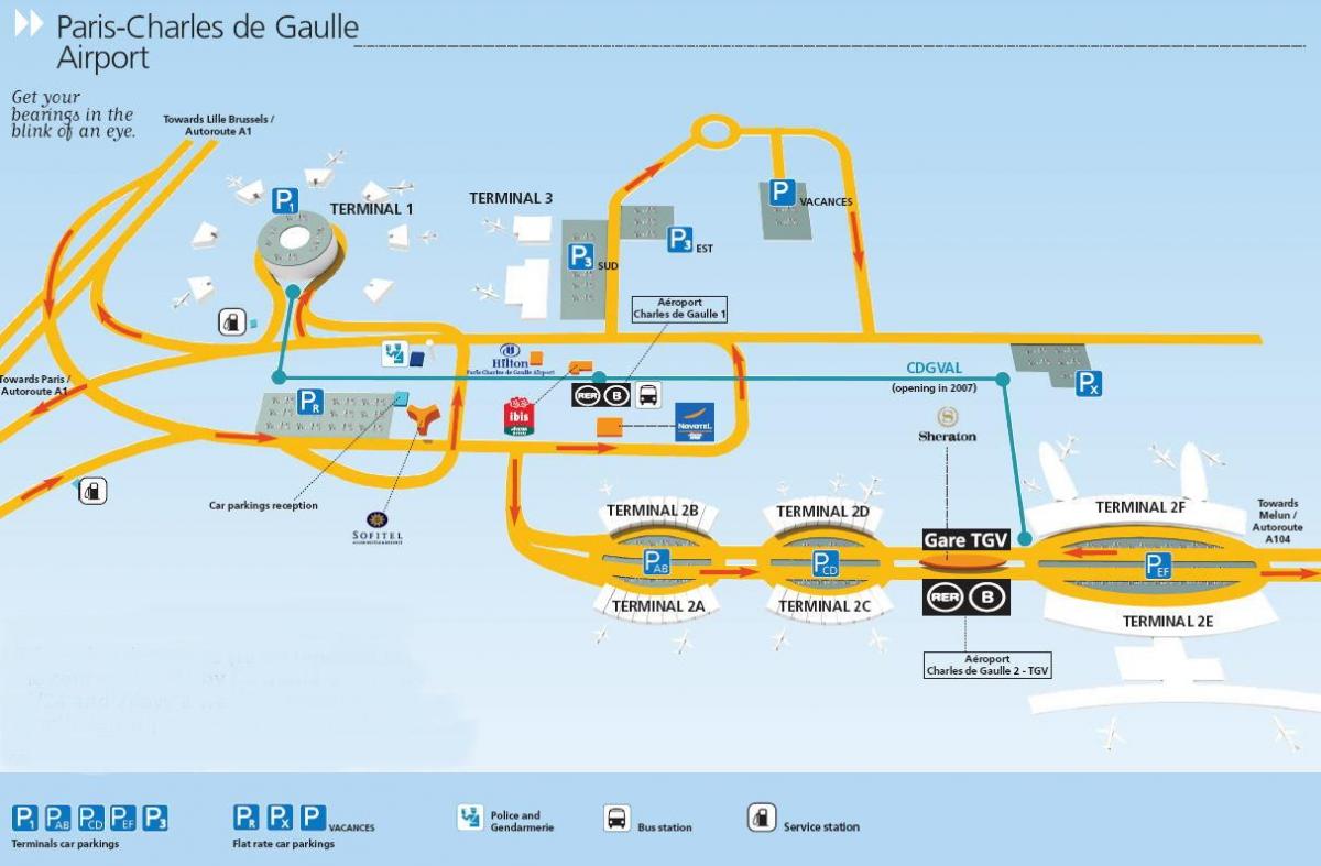 Carte de l'aéroport Paris cdg