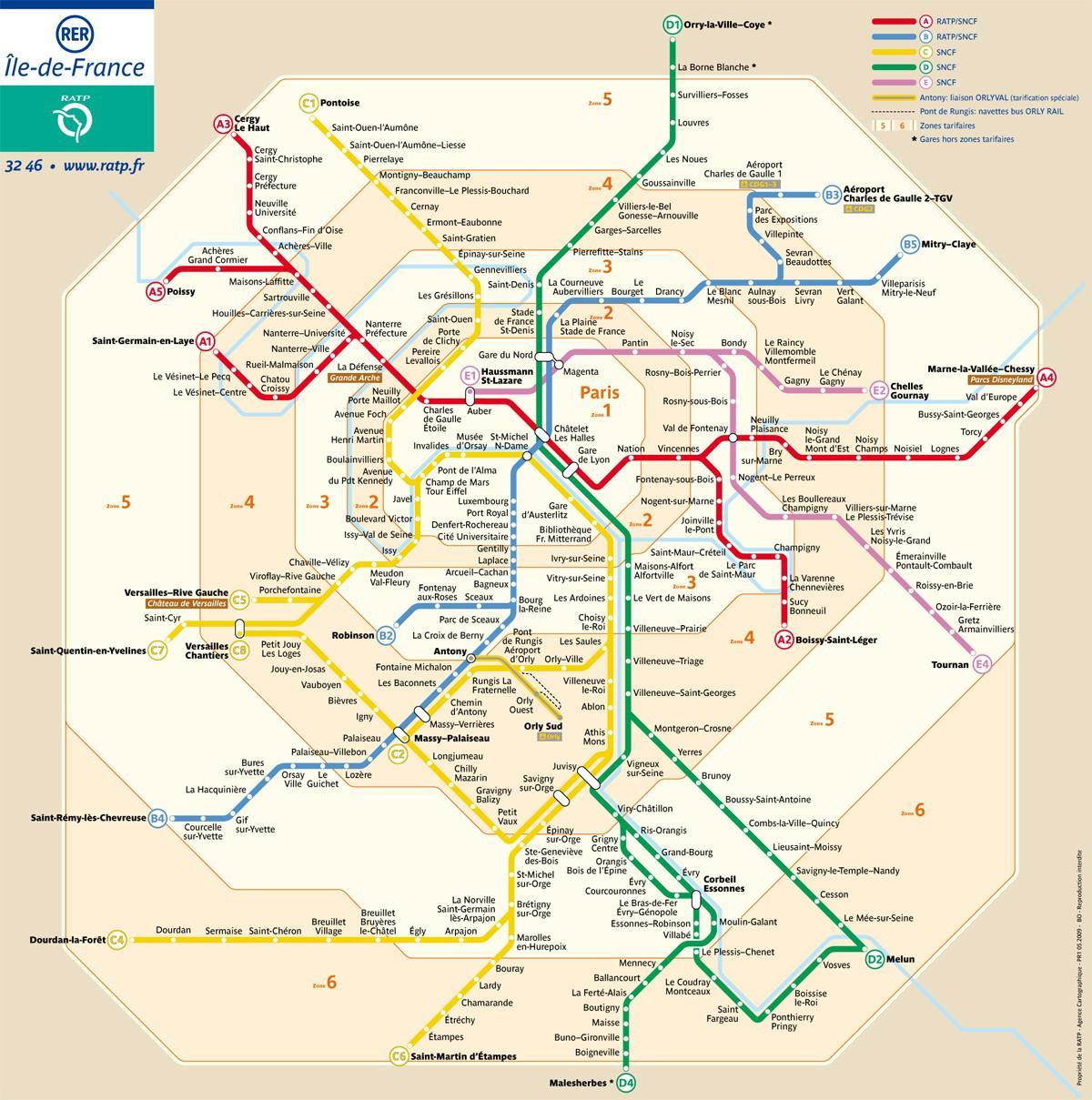 Paris de la carte des zones de métro