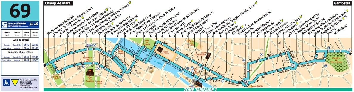 Paris bus 69 carte