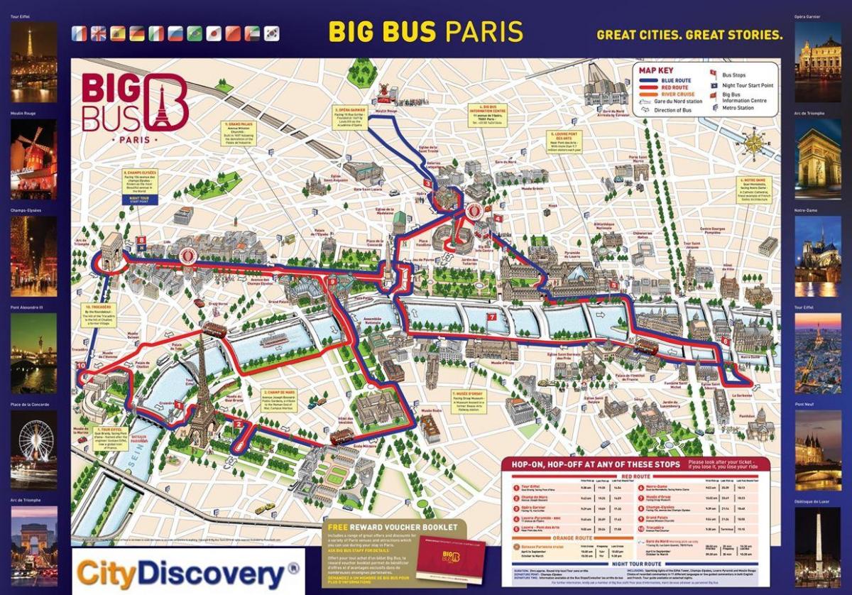 bus rouge de Paris la carte de l'itinéraire