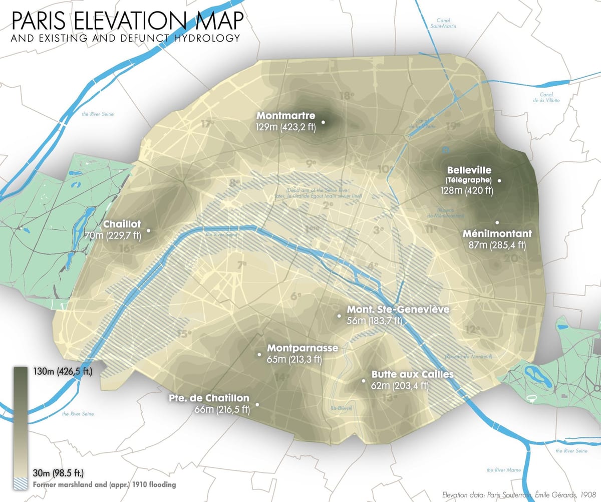 Carte de Paris en élévation