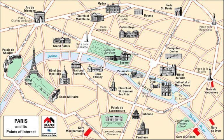 La carte de Paris, eglises de Paris 