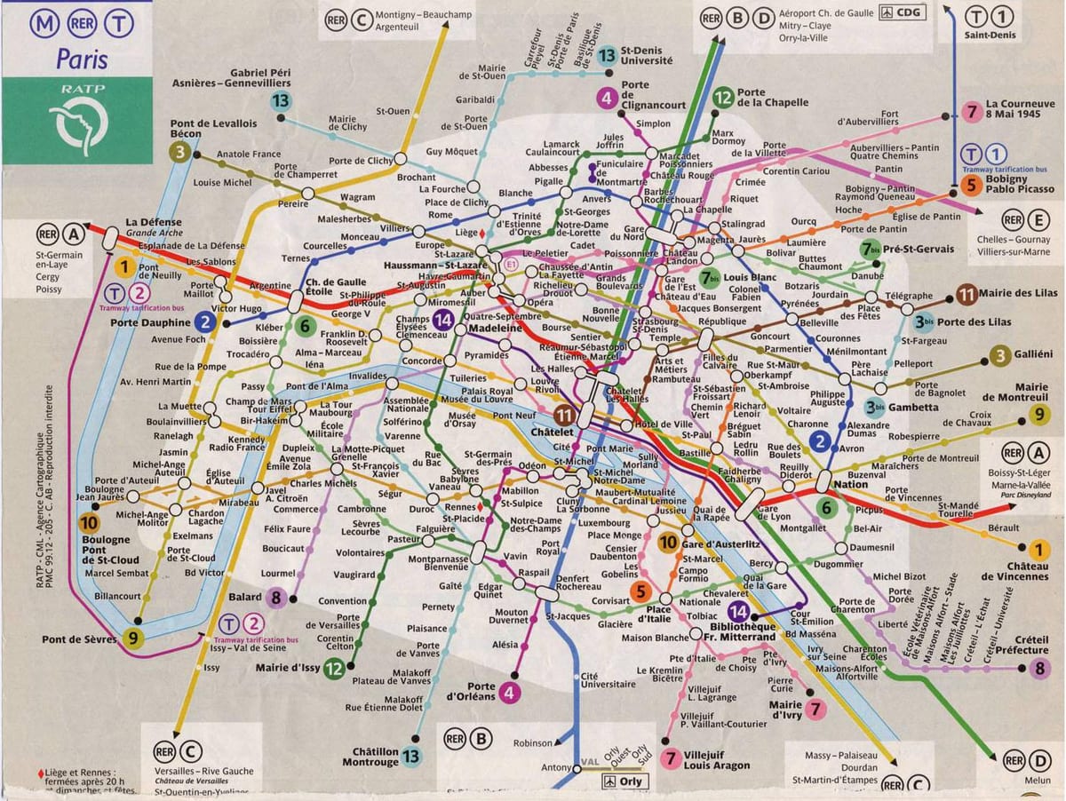Carte de la ligne de train de Paris