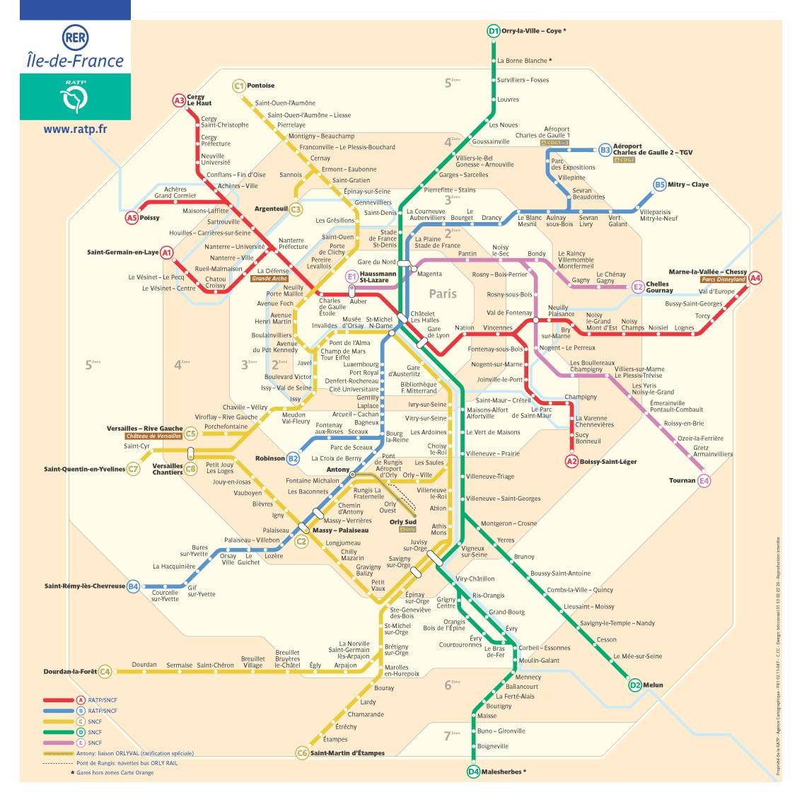 de rer et de métro de la carte