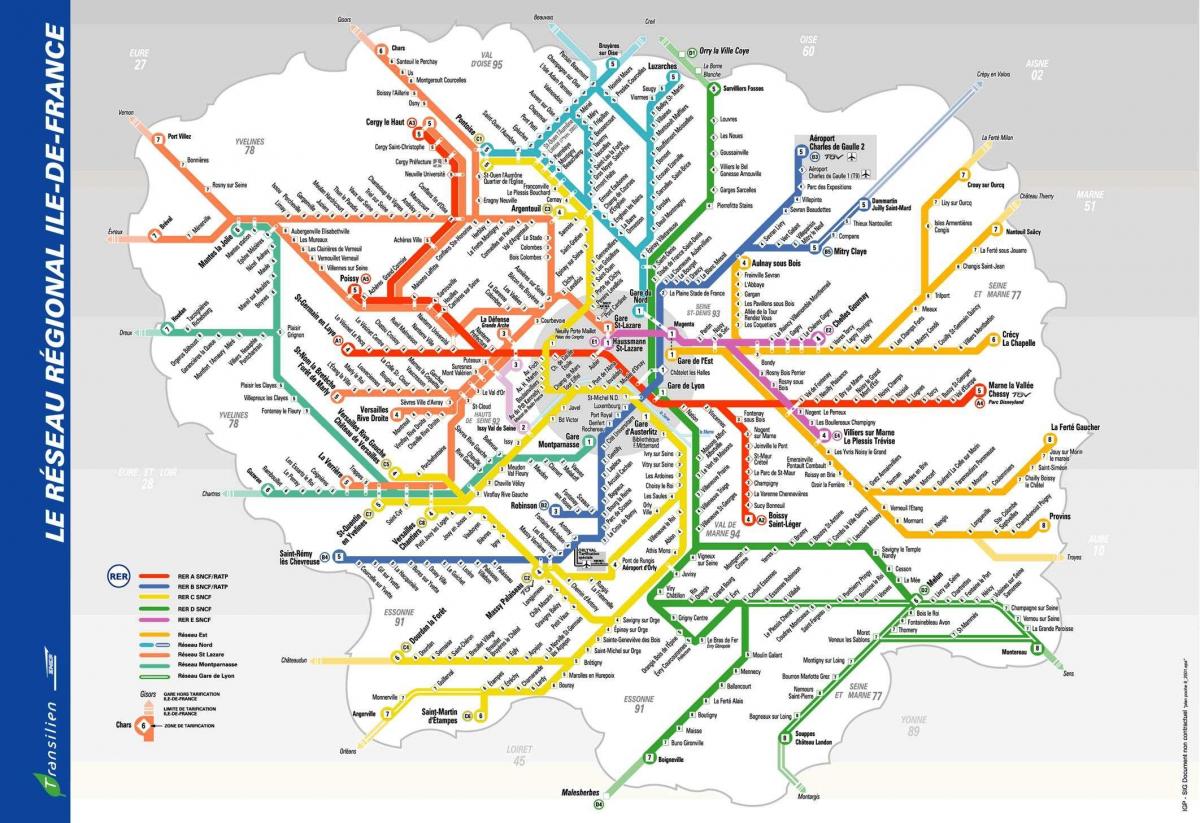 Paris Plan Des Transports Publics - Paris Carte Du Réseau (Île-de ...