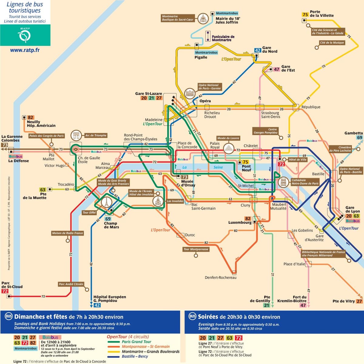 Paris city tour bus carte