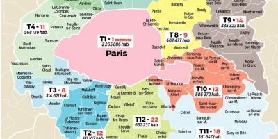 Carte de région de Paris France