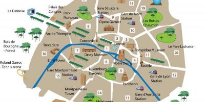 Carte des arrondissements de Paris avec des attractions