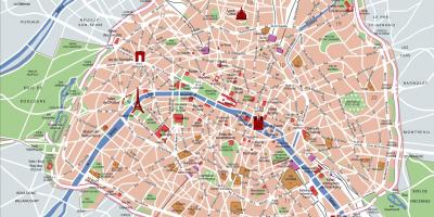 Paris, plan de métro avec des attractions touristiques