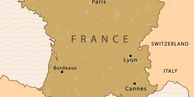 Carte de Paris sur une carte de France
